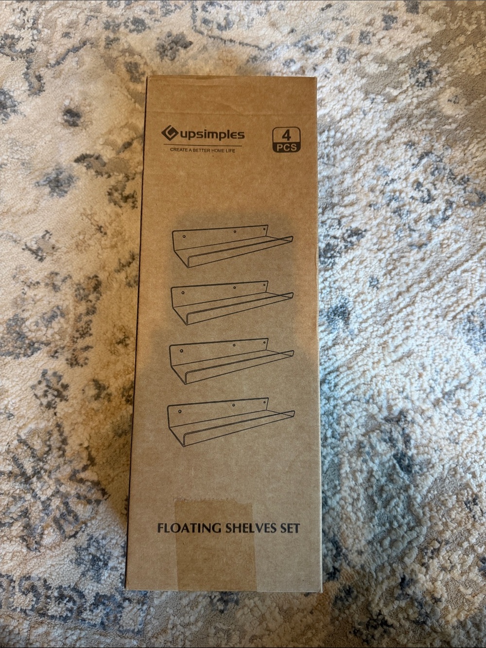Simple Tan Floating Shelves Set - 4 PCS
